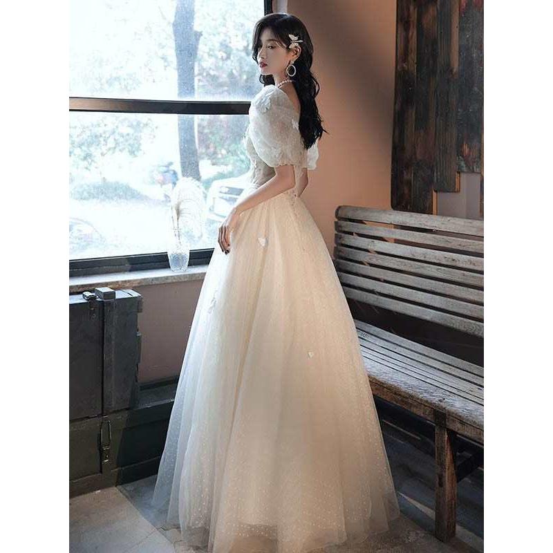 ドレス 大人 ピアノ 発表会 ロングドレス 演奏会 結婚式 母親 ピアノ発表会 袖付き ワンピース 半袖 演奏会ド_3