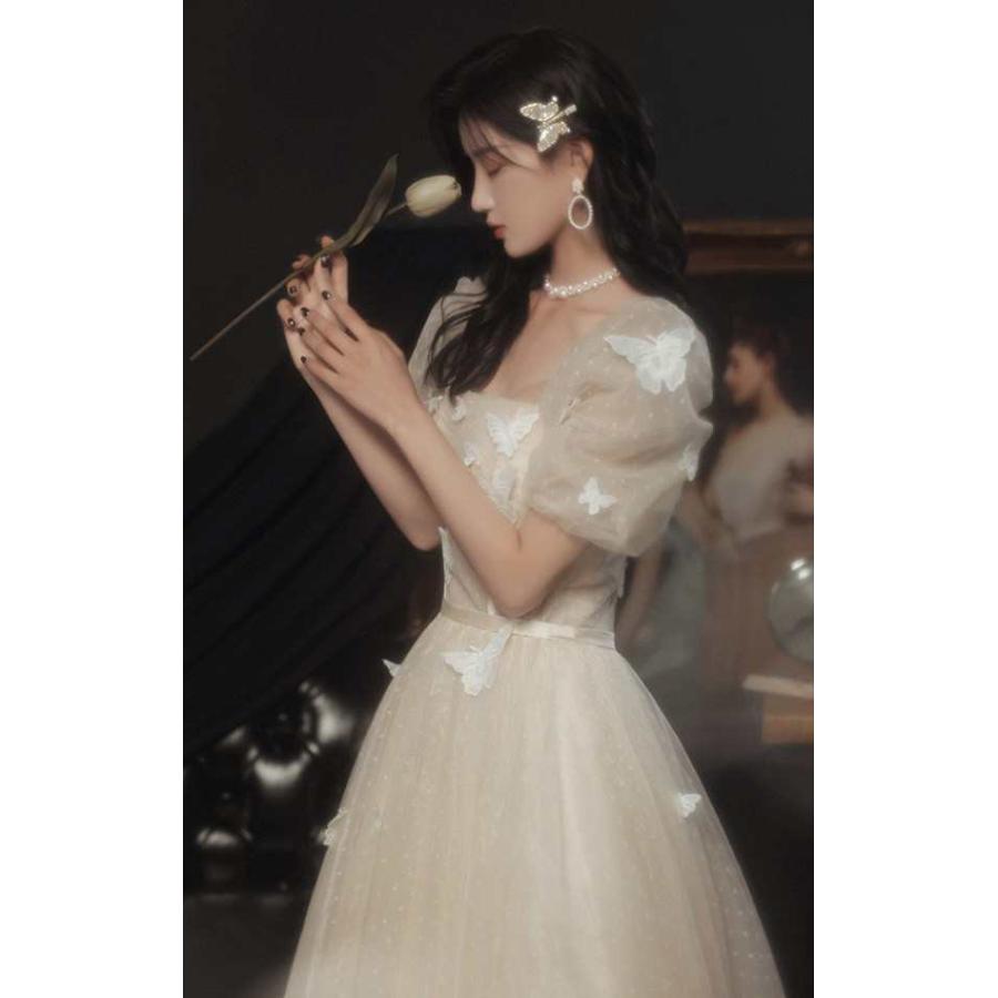 ドレス 大人 ピアノ 発表会 ロングドレス 演奏会 結婚式 母親 ピアノ発表会 袖付き ワンピース 半袖 演奏会ド_6