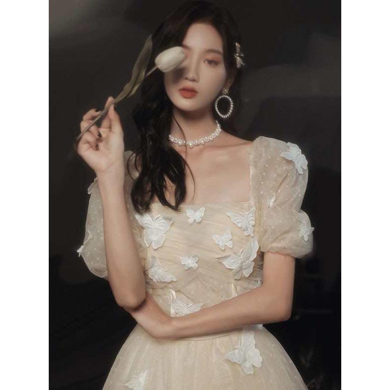 ドレス 大人 ピアノ 発表会 ロングドレス 演奏会 結婚式 母親 ピアノ発表会 袖付き ワンピース 半袖 演奏会ド_7
