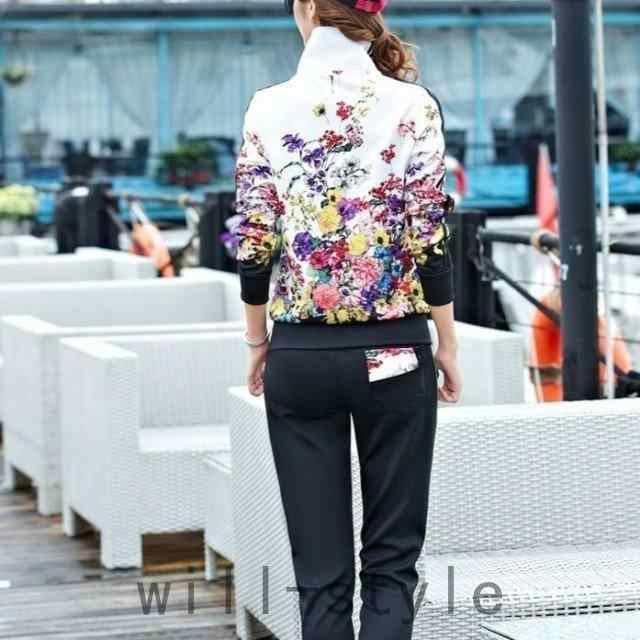 セットアップ スウェット パーカー ジャージ スエット 上下セット 花柄