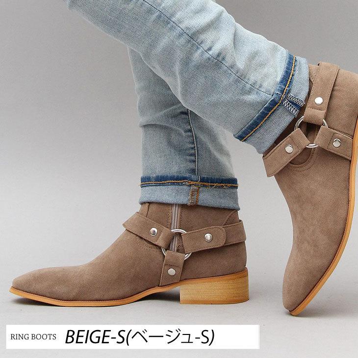 リングブーツ メンズ エンジニアブーツ ミドル丈 サイドジップ レザー調 スエード調 スクエアトゥ カジュアル きれいめ 大人 ブラック 黒 キャメル ベージュ Glbb 131 Style Aholic 通販 Yahoo ショッピング