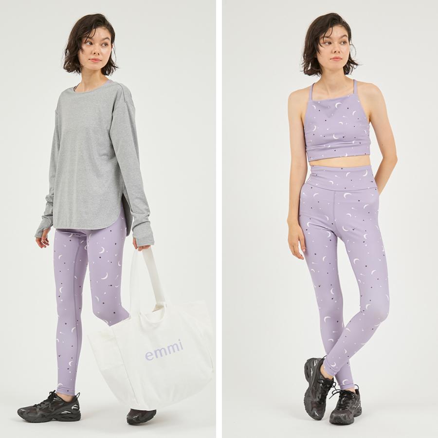 emmi ヨガウェア 上下セット ネイビー 花柄 新品未使用タグ付 emmi yoga（エミヨガ） エミ emmi ヨガウェア Happy Active set 4点