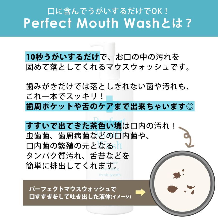 パーフェクトマウスウォッシュ500ml 2本セット 洗口液 液体 歯みがき 口臭ケア ホワイトニング 低刺激 虫歯 歯周病 歯槽膿漏 歯肉炎 薬用 送料無料｜style-depot｜03