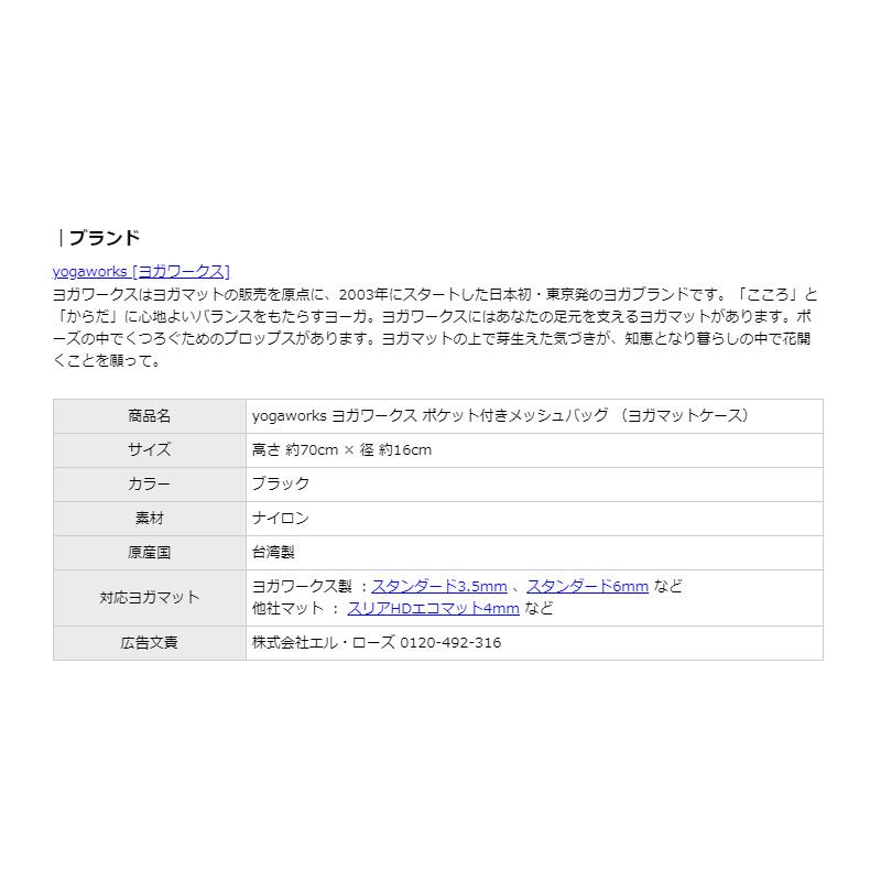 ヨガワークス ポケット付メッシュバッグ ヨガマットケース 持ち運び
