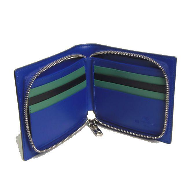 ETRO エトロ ブルーペイズリー×ペガソ ストラップ ZIPウォレット【新品 