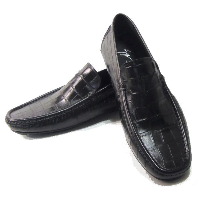 ブラック ザノッティ Style Import ローファー Brian メンズ Sale Zanotti シューズ Brian Gz011 モカシン モカシン 新品 Giuseppe クロコ型押しレザー ブランド シューズ 42サイズ ジュゼッペ