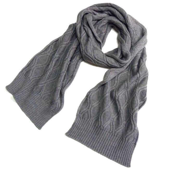 LARDINI ラルディーニ ウール ケーブルニット マフラー グレー 新品 
