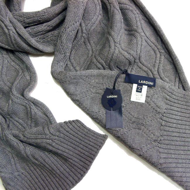 LARDINI ラルディーニ ウール ケーブルニット マフラー グレー 新品 