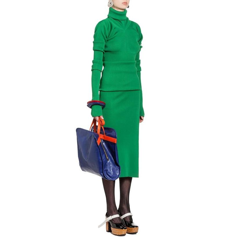 MARNI マルニ CUSHION shopping bag バイカラー レザートート オリーブ 