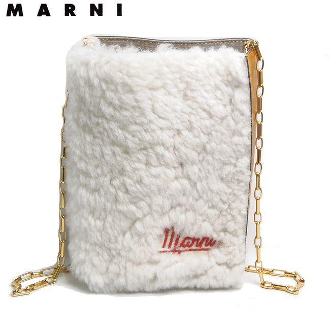 MARNI マルニ MUSEO NANO ボア×レザー チェーン ショルダーバッグ