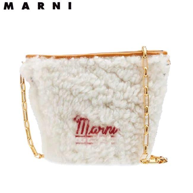 MARNI マルニ DEPOT NANO ボア×レザー チェーン ショルダーバッグ 