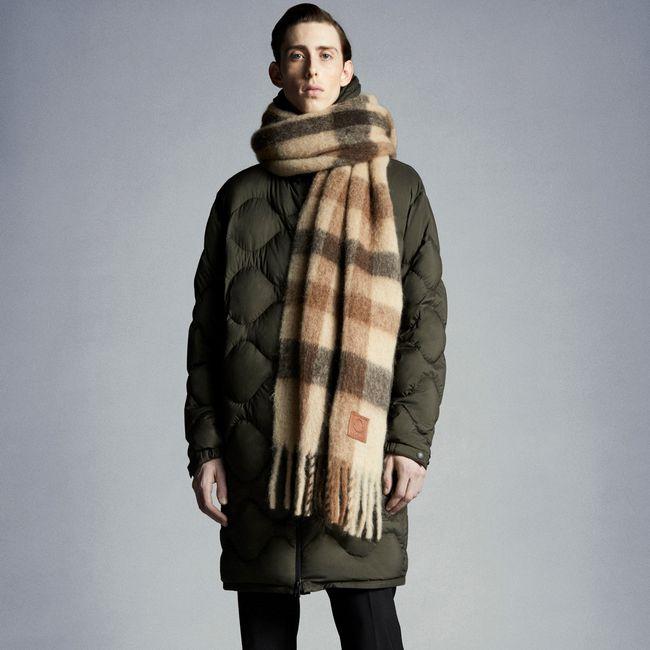 美品 MONCLER モンクレール モヘアアルパカ マフラー タータンチェック