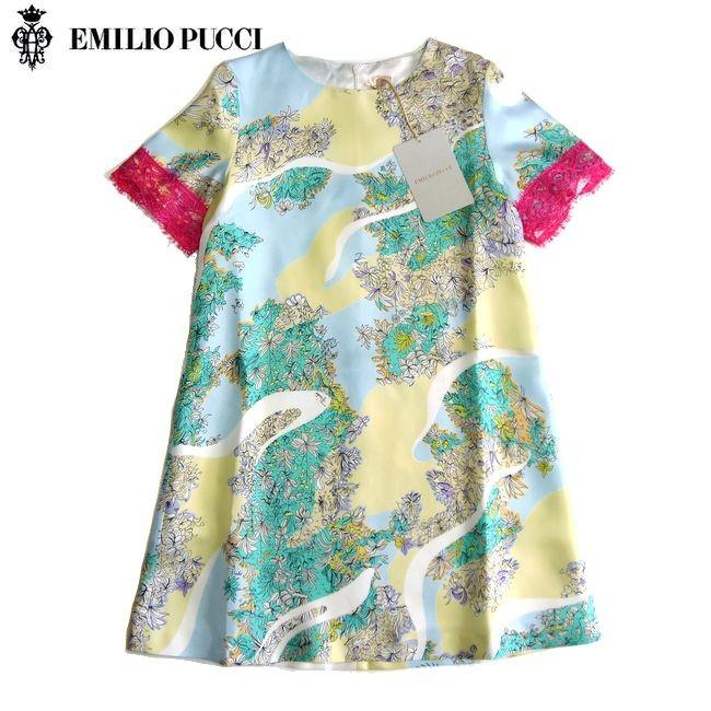 Emilio Pucci Junior エミリオ プッチ キッズ レース袖フラワー柄 シルク ワンピース パステル系 新品 Sale ブランド 子供服 女の子 シモネッタ 4歳 6歳 Autoliftpartsplus Com