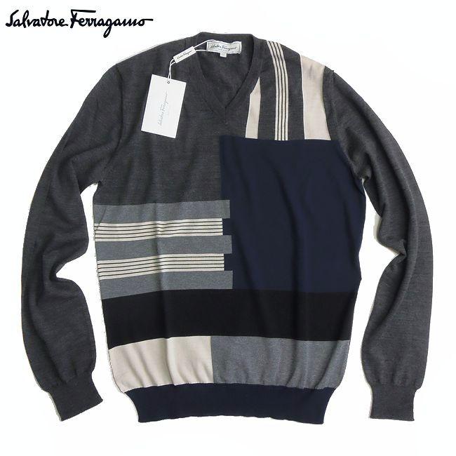 サルヴァトーレ フェラガモ Ferragamo 極上ヴァージンウール幾何学柄 