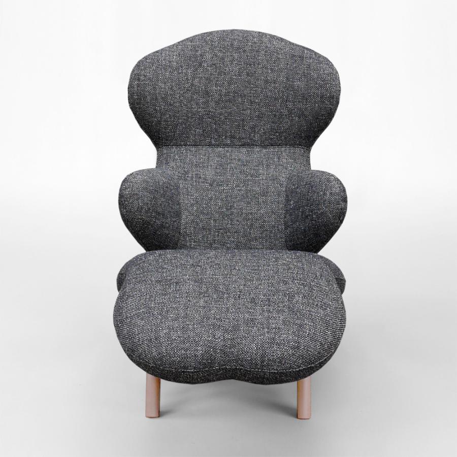 HUG LOUNGE CHAIR ハグラウンジチェア：ノルディックブラック （HUGHAPPY リクライニングチェア オットマン一体 パーソナルチェア オットマン一体型 ）の画像