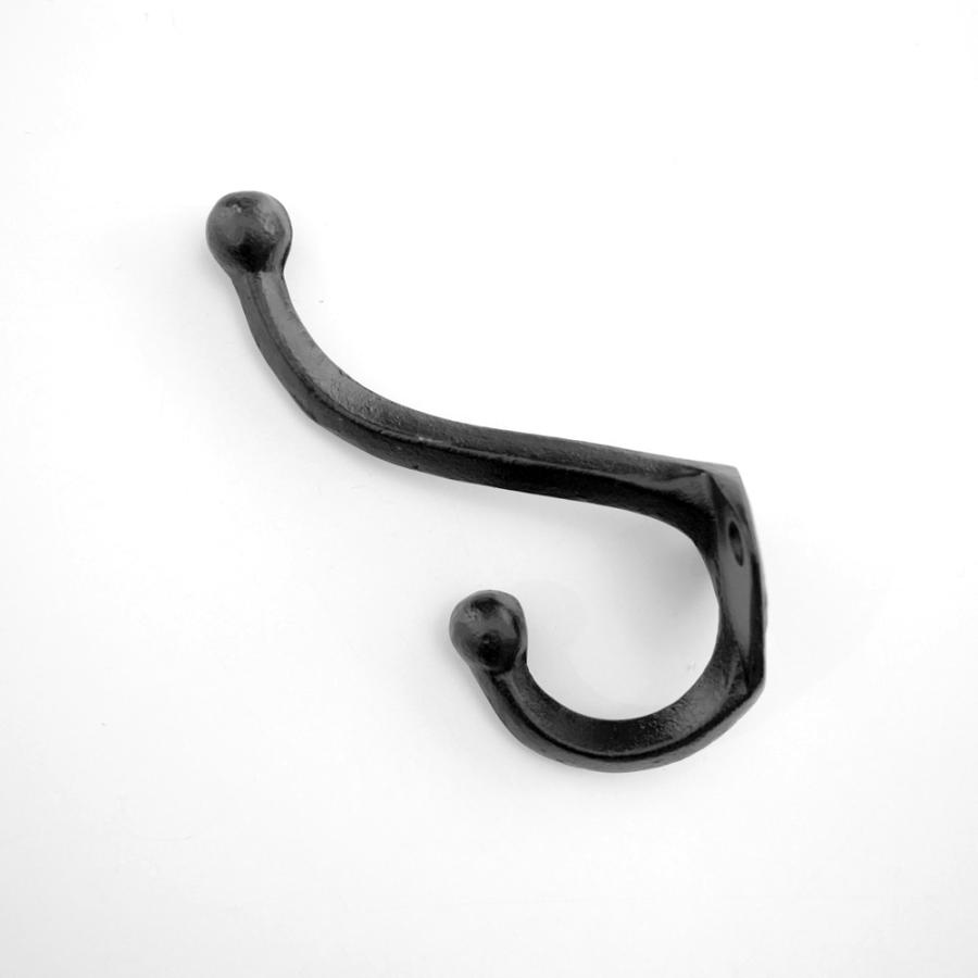 大きなアイアンダブルフック ：ブラック 単品（ウォールフック,フック