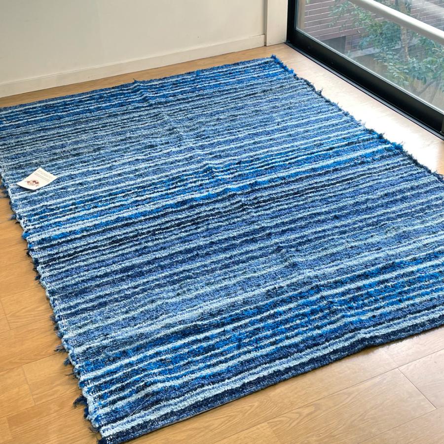 在庫SALE】JARAPA ハラパラグ／マリンブルー：約170×240cm（リサイクル 