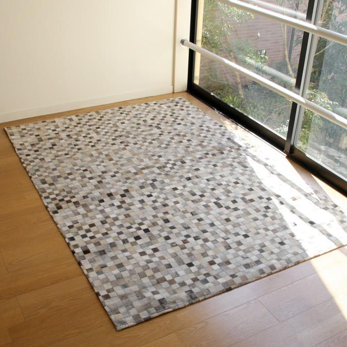 Patchwork Rug パッチワークレザーラグ：グレー(約140×200cm