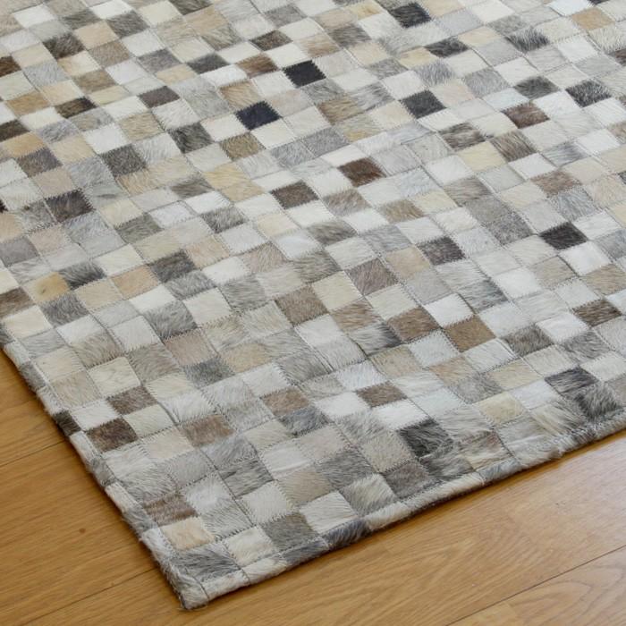 Patchwork Rug パッチワークレザーラグ：グレー(約140×200cm