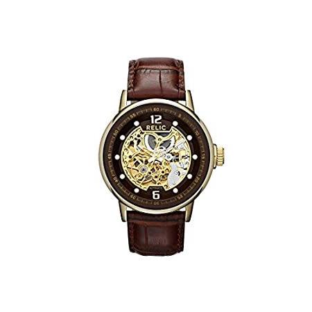 フォッシル レリックメンズクォーツステンレススチール＆レザーカジュアルウォッチ、色：ブラウン（モデル：ZR77241）