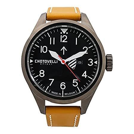 Chotovelliメンズパイロット腕時計Automativeダイヤルアナログクロコレザーストラップ54.03