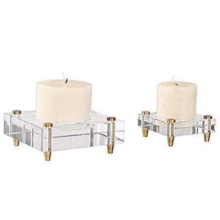 Uttermost クリスタルブロックキャンドルホルダーセット 2個