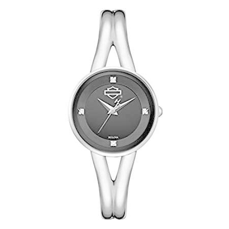 ハーレーダビッドソン Harley Davidson 腕時計 レディース 4つのダイヤモンド ハーフバングル ブレスレットウォッチ - シルバー 76P102