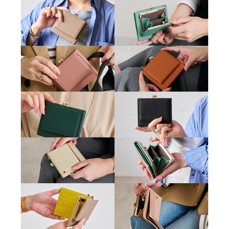 二つ折り財布 がま口 財布 レディース 小銭入れ 本革財布