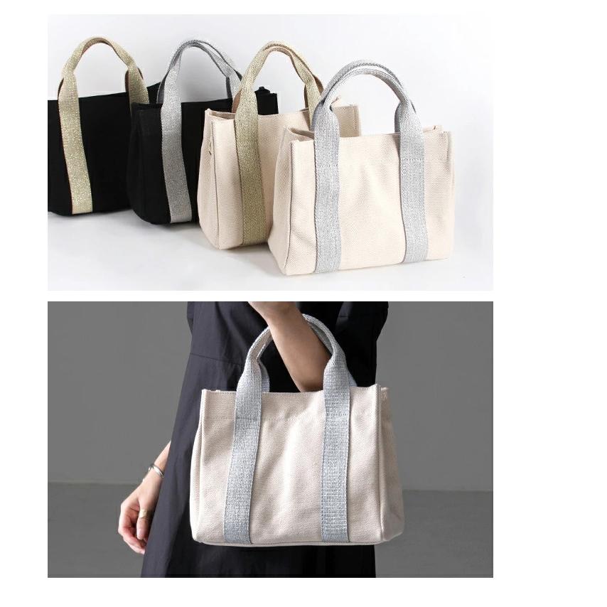 キャンバス トートバッグ レディース 2way ショルダーバッグ ミニバッグ 3つ仕切り おしゃれ ロゴ ラメ ラメハンドル リズデイズ コットン 弁当 通勤 送料無料 Lz 7027 スタイルオングローバル 通販 Yahoo ショッピング