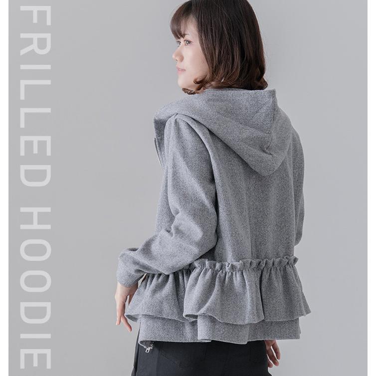 パーカ レディース ジップアップ パーカー フリル付き 羽織り カーデ チャック トップス 長袖 ジャケット シンプル 秋冬 アウター おしゃれ カジュアル Slk 027 スタイルオングローバル 通販 Yahoo ショッピング