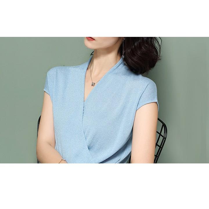 ニット トップス レディース Vネック Tシャツ ノースリーブ リブ インナー 重ね着 軽い 薄手 Vネックニット フロントクロス おしゃれ オフィス 春夏 送料無料 Z 1012 スタイルオングローバル 通販 Yahoo ショッピング