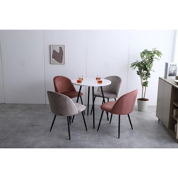 Mia 幅70cm大理石柄ダイニングテーブル+ベロアダイニングチェア2