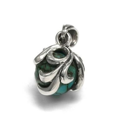 送料無料 シルバーアクセサリー 純銀 シルバー925 ターコイズ アラベスク ペンダント ネックレス シルバー925チェーン付 誕生日プレゼント ギフト BOX付