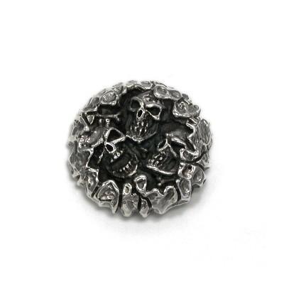 送料無料 シルバーアクセサリー 純銀 シルバー925 シルバーコンチョ 26mm スカル トリプル 頭骸骨