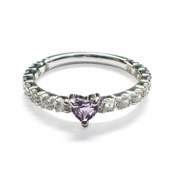 2月の誕生石 アメジスト ハート シルバーアクセサリー 純銀 シルバー925 リング 指輪 レディース 日本製 誕生日プレゼント クリスマス プレゼント ギフト 贈り物