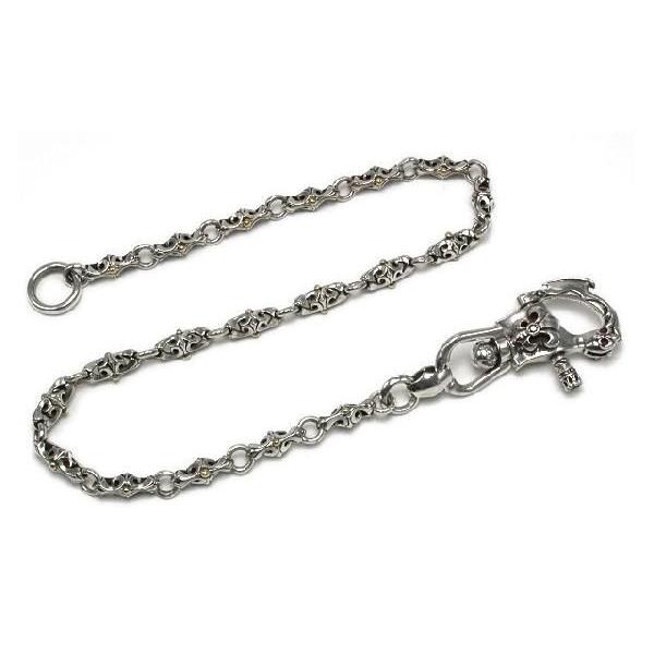 ウォレットチェーン　シルバー925 クロス シルバー925 ウォレットチェーン クロス ダブルナスカン 全長