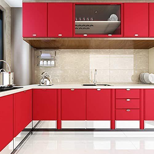 送料無料 新品 赤 無地 リメイクシート 壁紙シール Veelike Veelike レッド ツヤ消しウォールステッカ リフォームシート40cmx3m はがせる 内装