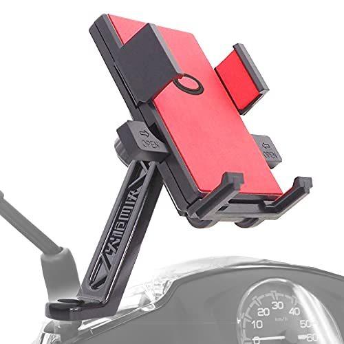 Churacy 原付 スマホホルダー 走行中のビビリ音なし スクーター バイク用 携帯ホルダー レッド