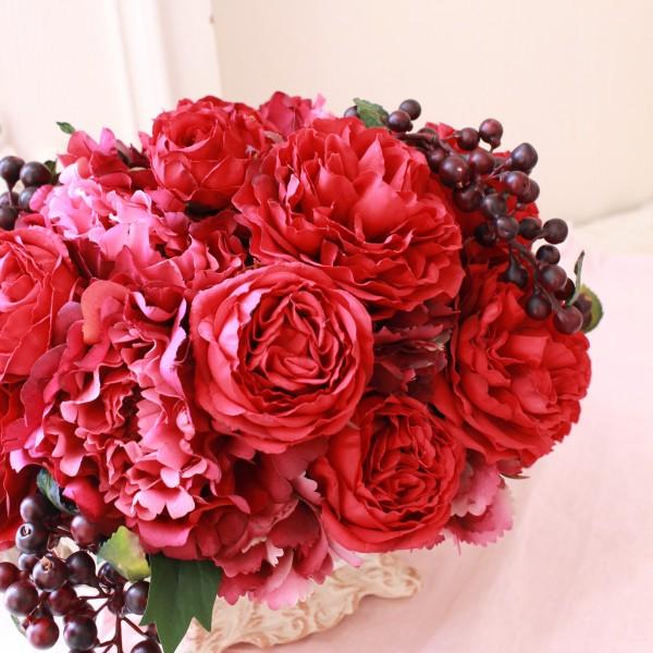 ローズ フラワーアレンジ 豪華 高級 フラワーギフト 薔薇 赤 (赤バラ