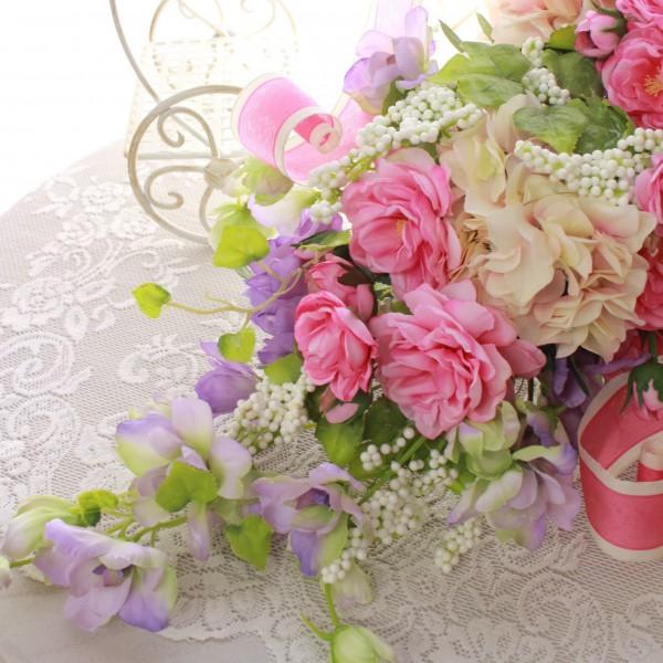 造花 スワッグ (縦型B）壁飾り フラワーアレンジメント 壁掛け ギフト