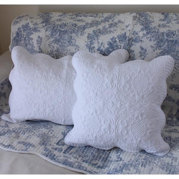 アンティークキルト☆マット＆クッションカバー ホワイトキルト クッションカバー 45×45 綿 コットン ホワイト