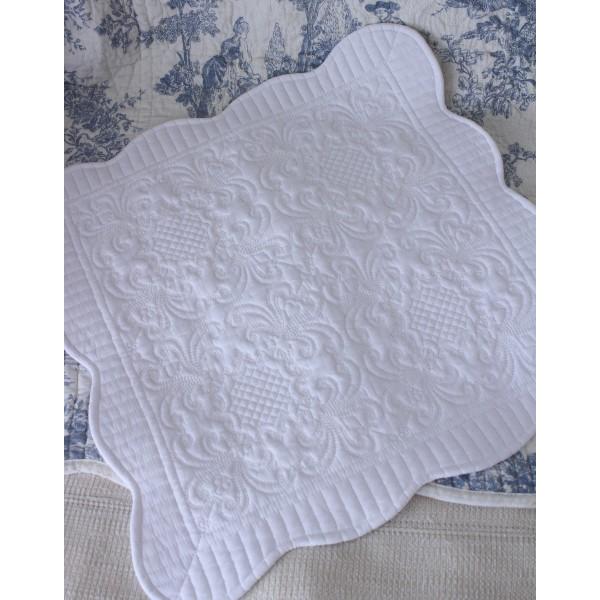 アンティークキルト☆マット＆クッションカバー ホワイトキルト クッションカバー 45×45 綿 コットン ホワイト