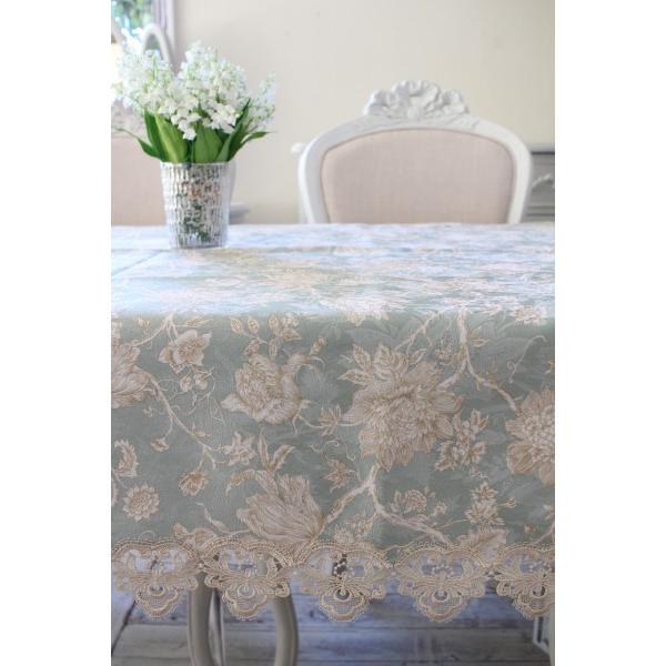 ターコイズタイル模様の長方形アイアンテーブル