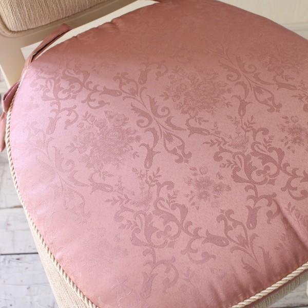 チェアパッド 紐付き シートクッション 撥水 はっ水加工 ダマスク