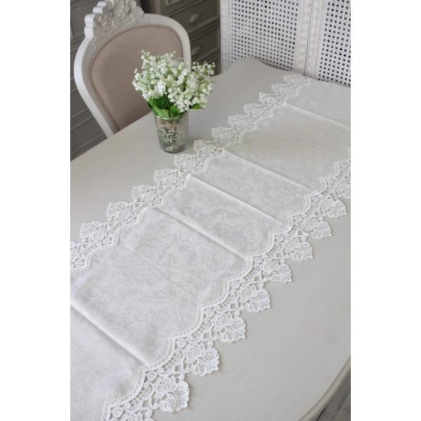 テーブルランナー はっ水 レースドイリー 45×150cm 撥水 ジャガード