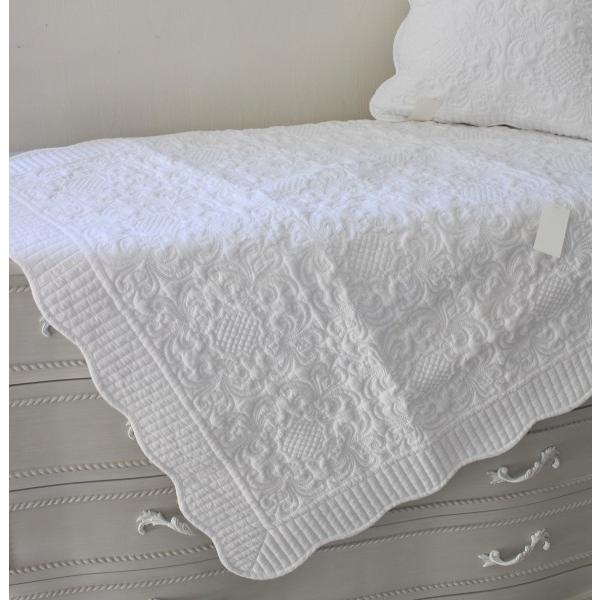 ホワイトキルト キルトカバー 綿 100×100 正方形 キルトラグ マルチ