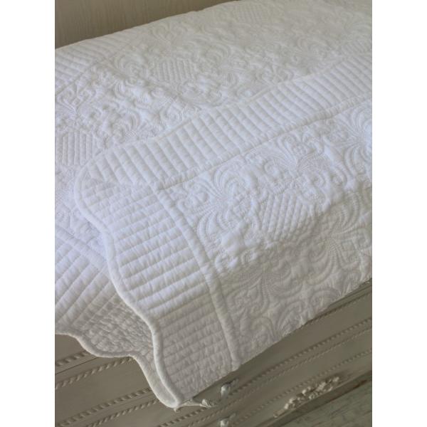 ホワイトキルト キルトカバー 綿 100×100 正方形 キルトラグ マルチ