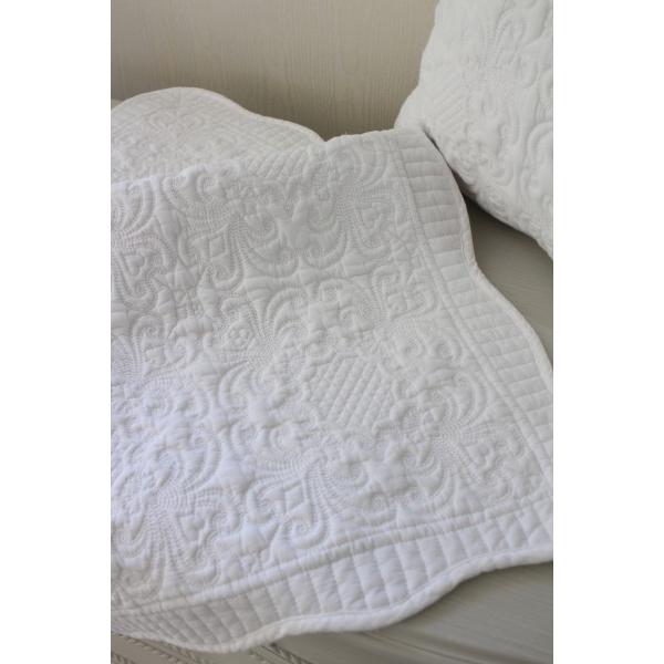 アンティーク キルトラック リネン掛け クロス ブランケット シャビーホワイト ホワイトキルト ラグマット 50×120 ホワイト ソファーカバー 座