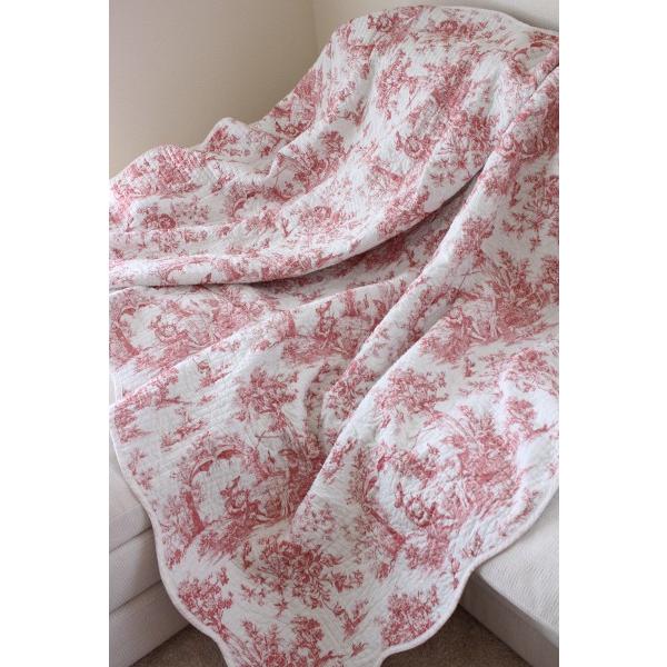 キルトカバー キルトラグ マルチキルト トワルドジュイ ブルー＆レッド