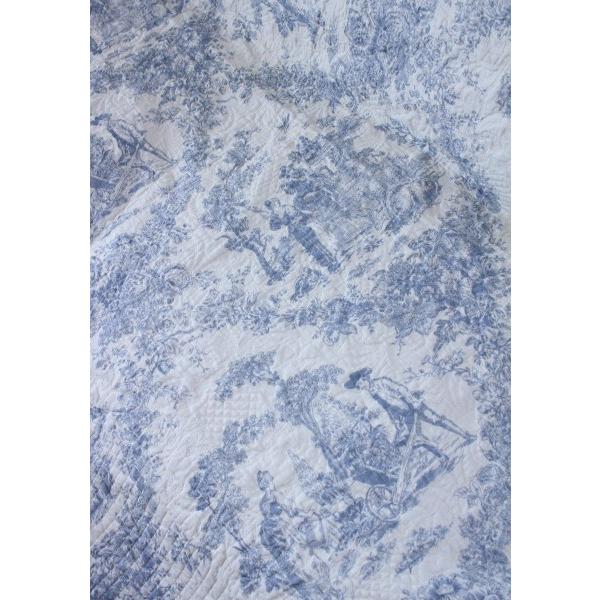 キルトカバー キルトラグ マルチキルト トワルドジュイ ブルー＆レッド